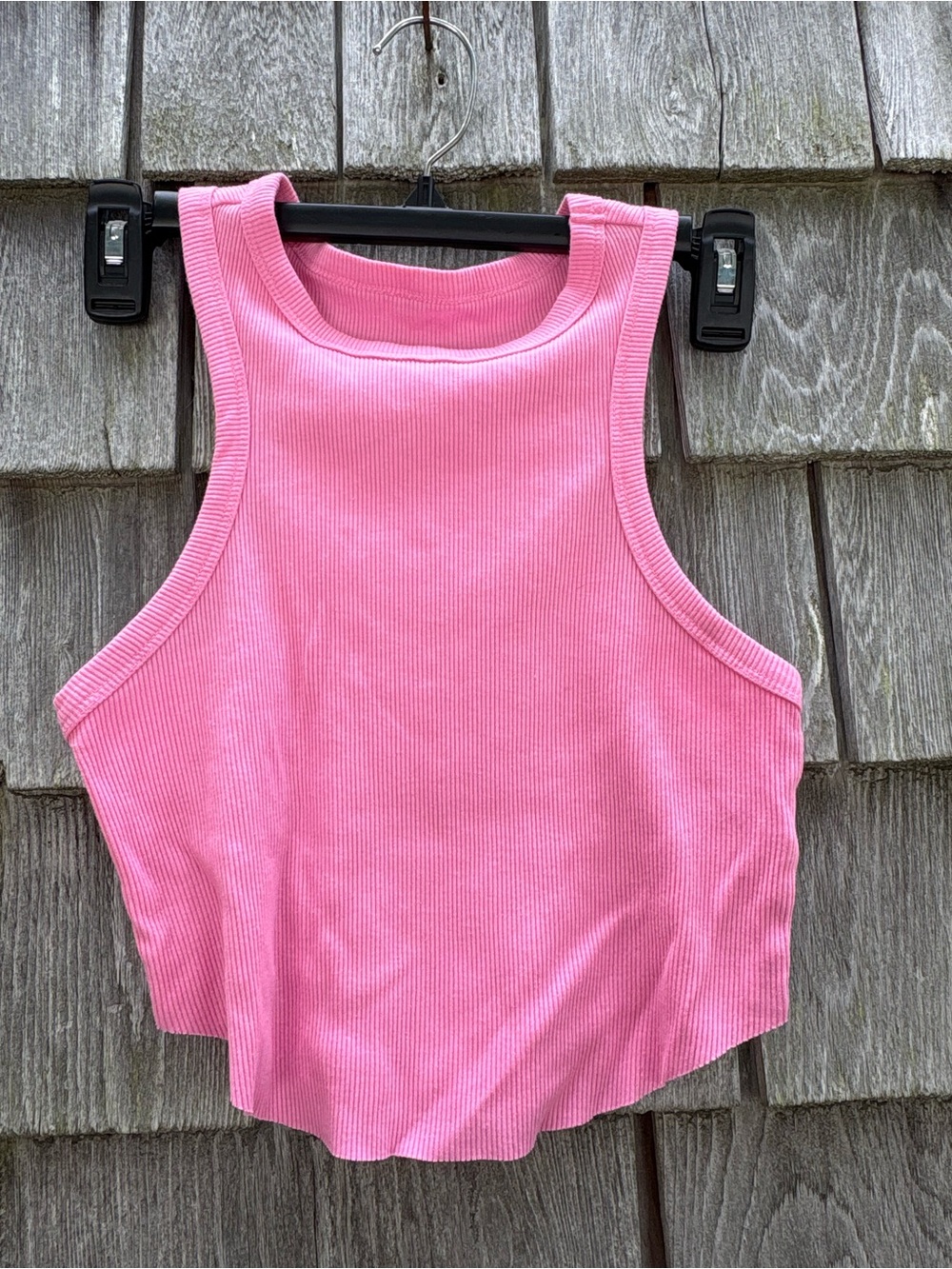 Casual Pink Ribbed Tank